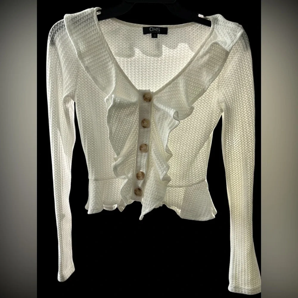OHS Ruffle Button-Down Top - Picture 3 of 10